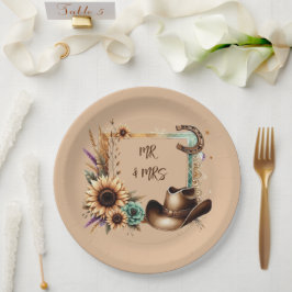 Rustieke Westerne Mr & Mrs Party Borden Papieren Bordje