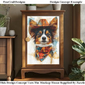 Rustieke Westerne Papillon Dog, Pet DD9 Decoupage Tissuepapier