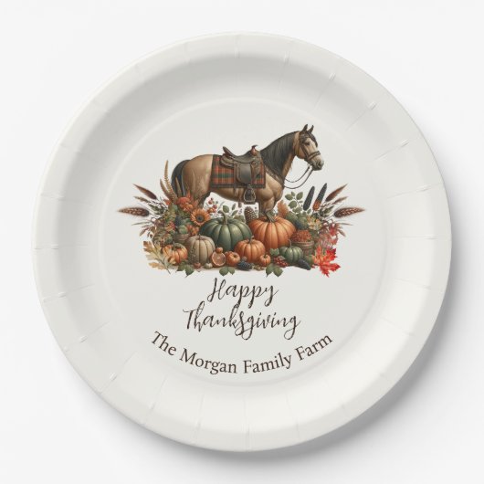 Rustieke Westerne Plezier Paard Thanksgiving Papieren Bordje (Voorkant)