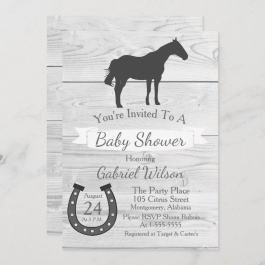 Rustieke Westerne Ranch Grijs Paard & Hoefijzer Kaart (Voorkant / Achterkant)