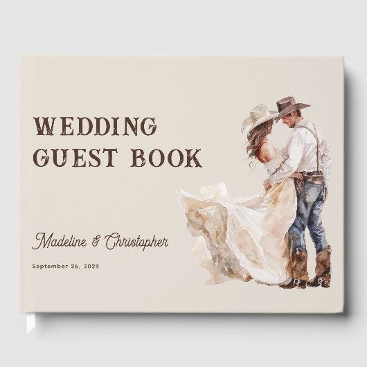 Rustieke Westerne Ranch Wedding Gastenboek (Voorkant)