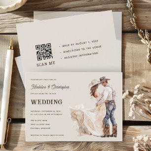 Rustieke Westerne Ranch Wedding Invitation Kaart