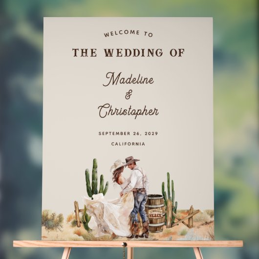 Rustieke Westerne Ranch Wedding Welkomstbord Acryl Bord (Neutraal)