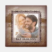 Rustieke westerne schuur bruiloft foto Sla de datu Magneet (Voorkant)