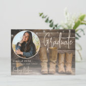 Rustieke Westerne Schuur & Cowboy Boot Foto Afstud Aankondiging (Staand voorkant)