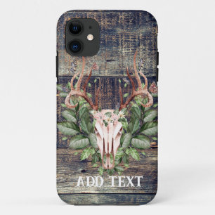 Rustieke Westerne turquoise houten hertenschedel iPhone 11 Hoesje