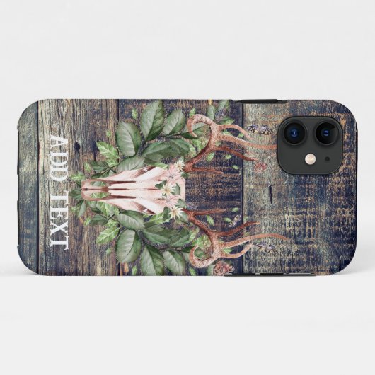 Rustieke Westerne turquoise houten hertenschedel Case-Mate iPhone Case (Achterkant (horizontaal))