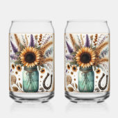 Rustieke Westerne Zonnebloem Mason Jar Can Glass Blikvorm Glas (Voorkant)