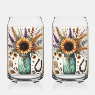 Rustieke Westerne Zonnebloem Mason Jar Can Glass Blikvorm Glas