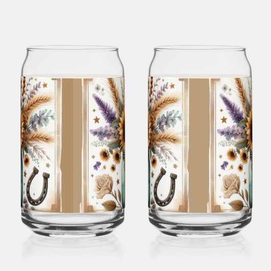 Rustieke Westerne Zonnebloem Mason Jar Can Glass Blikvorm Glas (Links)