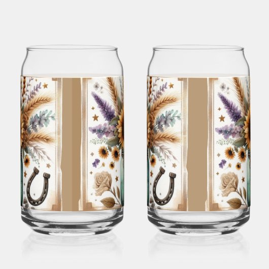 Rustieke Westerne Zonnebloem Mason Jar Can Glass Blikvorm Glas (Rechts)