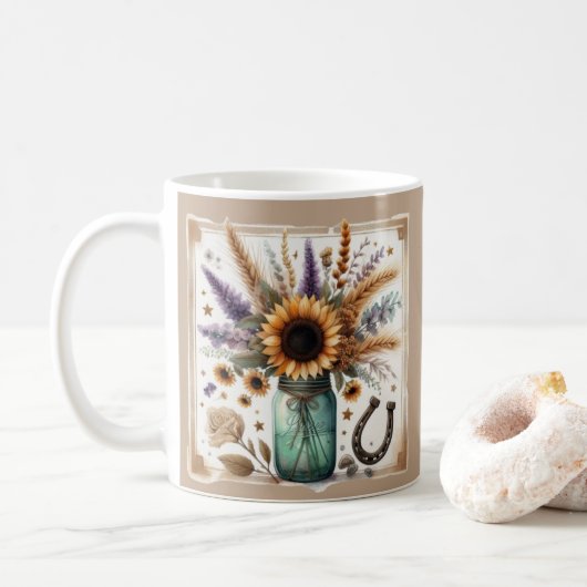 Rustieke Westerne Zonnebloem Mok Gift (Met donut)