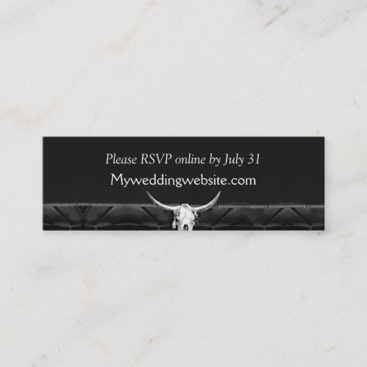 Rustieke Westerne zwart-witte stier schedel Mini Visitekaartje (Voorkant)