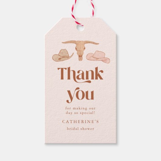 Rustieke Westerse Bruidsdouche Cadeaulabel (Voorkant)