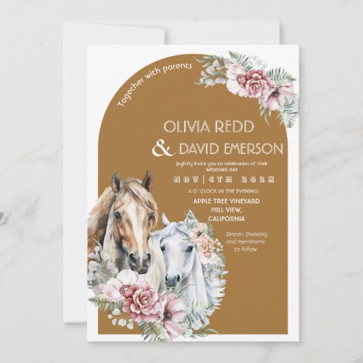 Rustieke Westerse Cowboy Boho Bloemige Bruiloft Kaart (Voorkant)