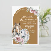 Rustieke Westerse Cowboy Boho Bloemige Bruiloft Kaart (Staand voorkant)