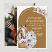 Rustieke Westerse Cowboy Boho Bloemige Bruiloft Kaart (Voorkant / Achterkant)