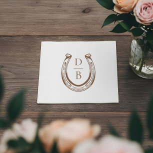 Rustieke Westerse Hoefijzer Custom Monogram Huweli Servet