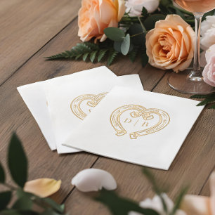 Rustieke Westerse Hoefijzer Hart Monogram Bruiloft Folie Servetten