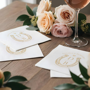 Rustieke Westerse Hoefijzer Liefde Monogram Bruilo Folie Servetten