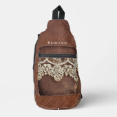 Rustieke Westerse Leren en Antieke Kant Sling Bag (Voorkant)