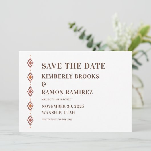 Rustieke Westerse Save The Date Kaart (Staand voorkant)