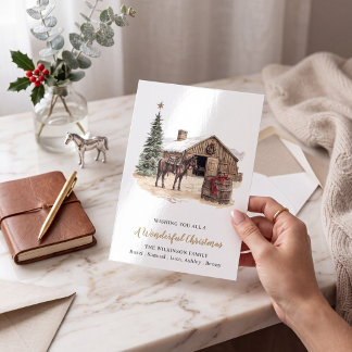 Rustieke Westerse Schuur Kerstkaart