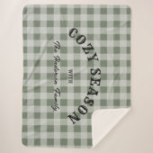 Rustieke Westerse Script Aangepaste Groene Gingham Sherpa Deken (Voorkant)