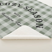 Rustieke Westerse Script Aangepaste Groene Gingham Sherpa Deken (3/4)