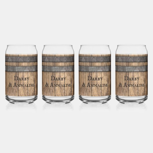 Rustieke Whiskey Keg gepersonaliseerd Blikvorm Glas (Links)