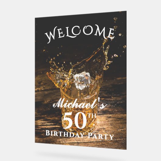 Rustieke Whiskey Verjaardagsfeest Welkom Acryl Tek Acryl Bord (Hoek)