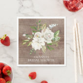Rustieke White Roses Vrijgezellenfeest Papieren se Servet (Insitu)