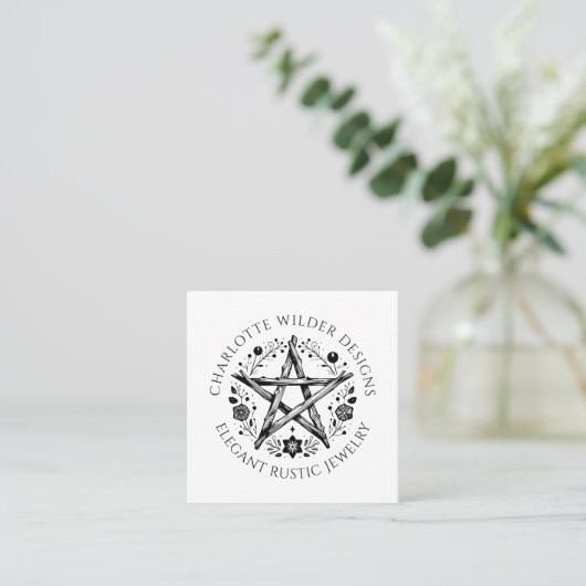 Rustieke Wiccan heidense sieraden ontwerper QR-cod Vierkante Visitekaartje (Staand voorkant)