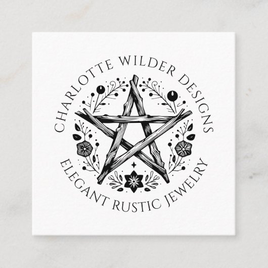 Rustieke Wiccan heidense sieraden ontwerper QR-cod Vierkante Visitekaartje (Voorkant)