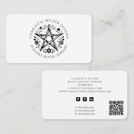 Rustieke Wiccan heidense sieraden ontwerper QR-cod Visitekaartje (Voorkant / Achterkant)