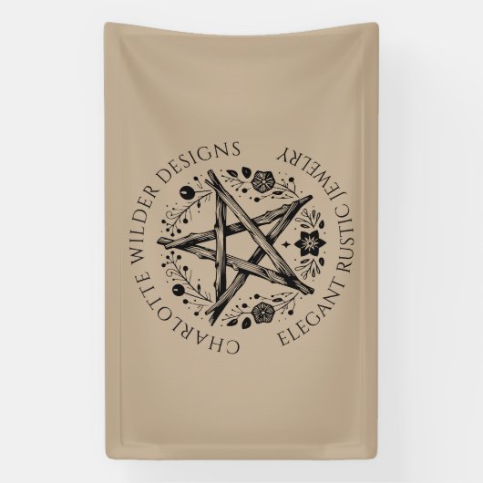 Rustieke Wiccan Pagan Natuur Sieraden Designer Spandoek (Verticaal)