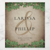 Rustieke wijngaard bruiloft wijn etiket (Enkel label)