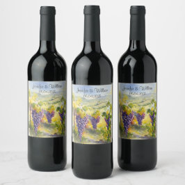 Rustieke Wijngaard Druiven Citroenen Italië Huweli Wijn Etiket