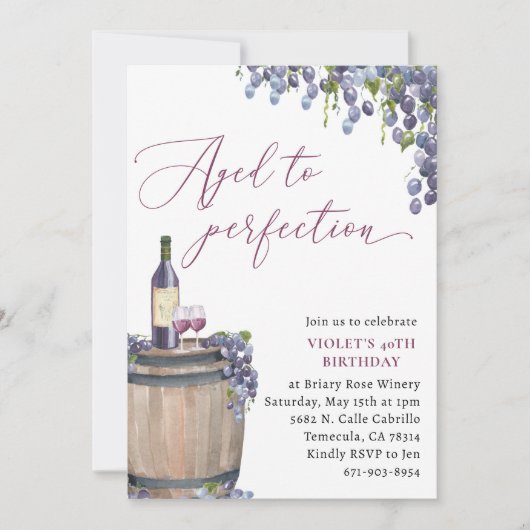 Rustieke wijngaard wijn verjaardag, verouderd tot kaart (Voorkant)