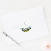 Rustieke wijnmakerij Landschap Bruiloft Ronde Sticker (Envelop)