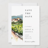 Rustieke wijnmakerij Landschap Bruiloft Save The Date (Voorkant)