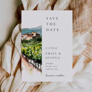 Rustieke wijnmakerij Landschap Bruiloft Save The Date