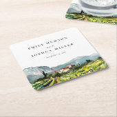 Rustieke wijnmakerij Landschap Bruiloft Vierkante Kartonnen Onderzetter (Schuin)