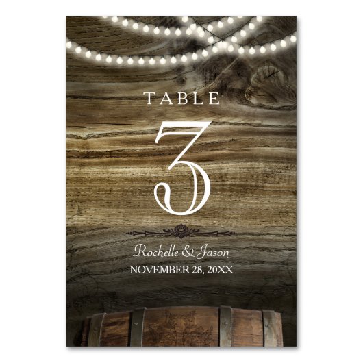Rustieke wijnmakerij Trouwtafelnummers Kaart (Achterkant)