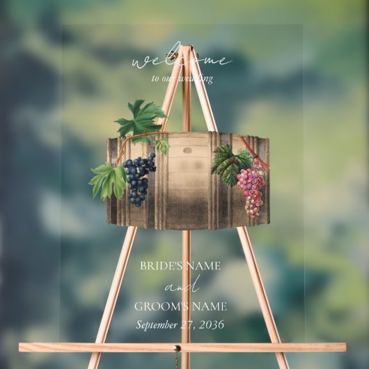 Rustieke wijnvat wijnmakerij wijngaard bruiloft acryl bord (Neutraal)