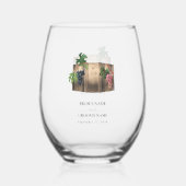 Rustieke wijnvat wijnmakerij wijngaard bruiloft wijnglas zonder voet (Achterkant)