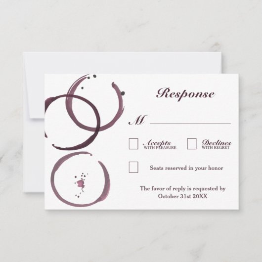Rustieke wijnvlek Vineyard Wedding RSVP Kaarten (Voorkant)