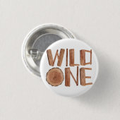 Rustieke Wild One Houten 1e Verjaardag Ronde Button 3,2 Cm (Voorkant /achterkant)