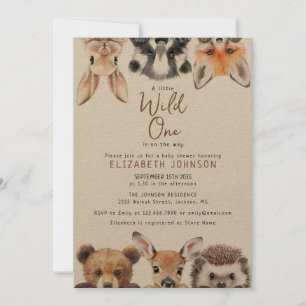 Rustieke Wild One Woodland Animals Baby shower Kaart