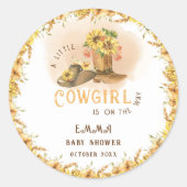 rustieke wild west meisje douche ronde sticker (Voorkant)